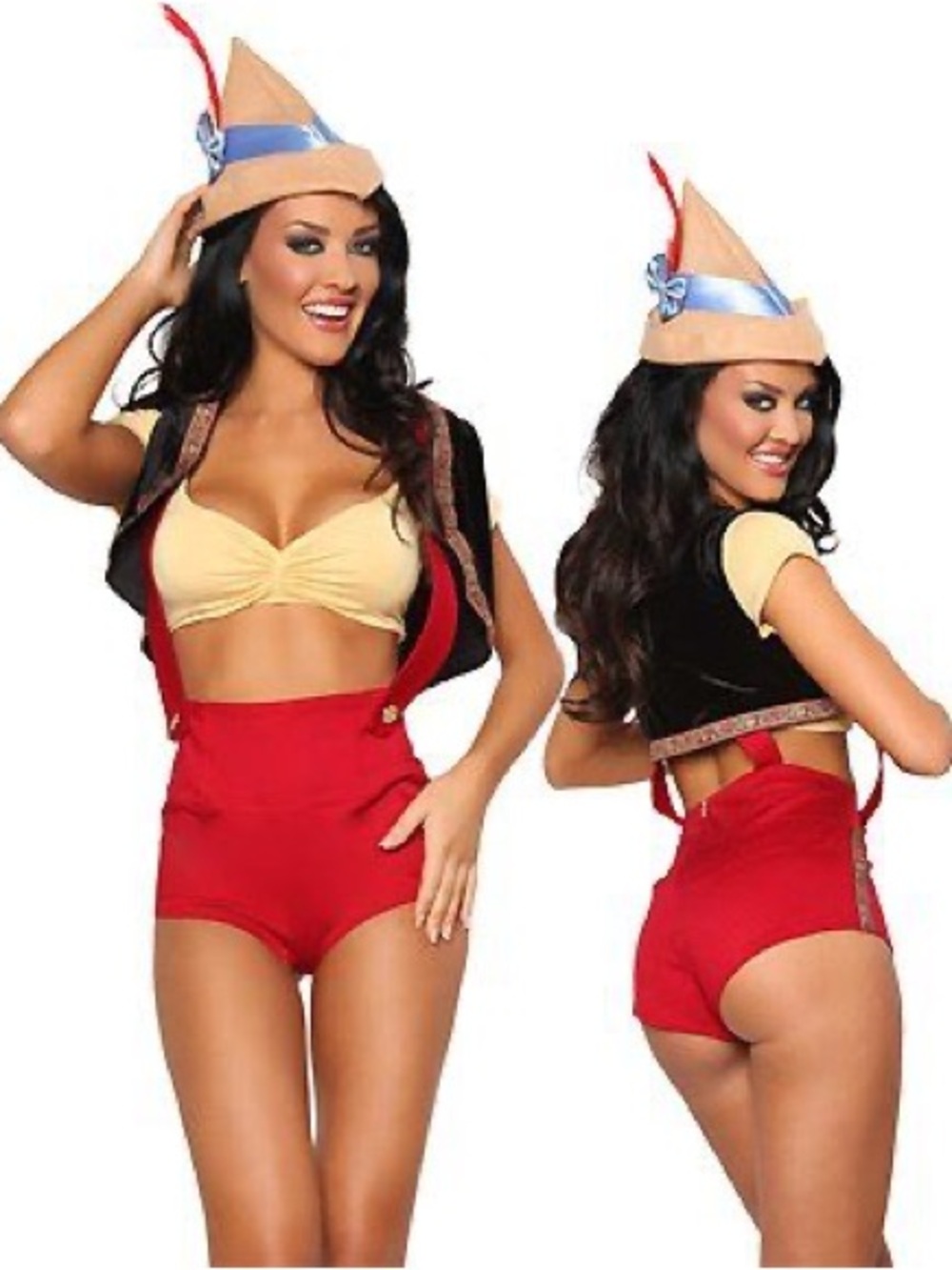 Sexy Pinocchio-Inspired Red & Cream Women's Party Costume Size XS